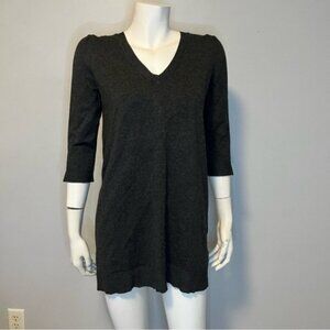 525 America V-Neck Knit Shirt Dress Lace-Up Back With Deep V-Neck Gray Size XS